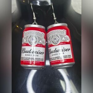 Budweiser Red and Silver Miniature Can Earrings